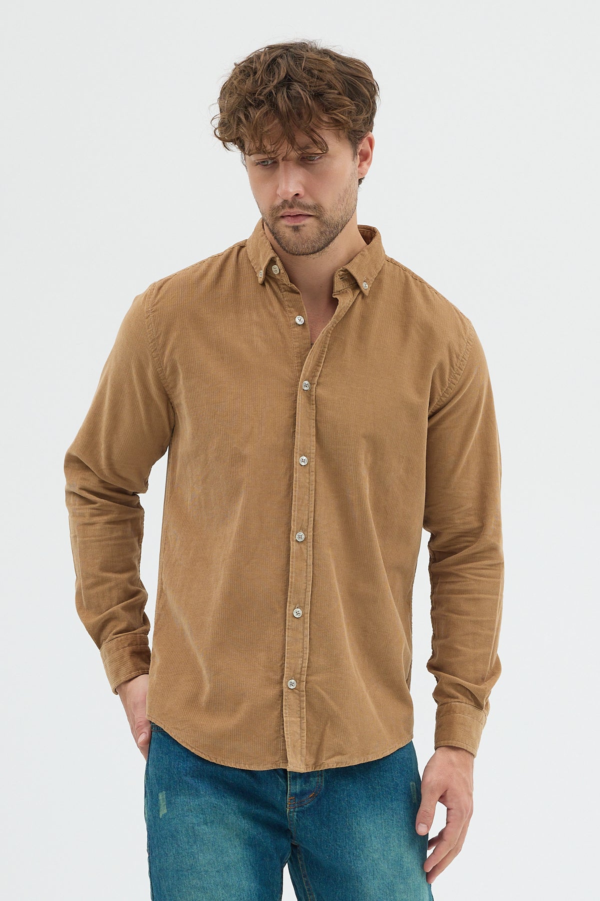 Cosplay Büyük Beden Erkek Relax Fit Kadife Uzun Kollu Gömlek Cosplay