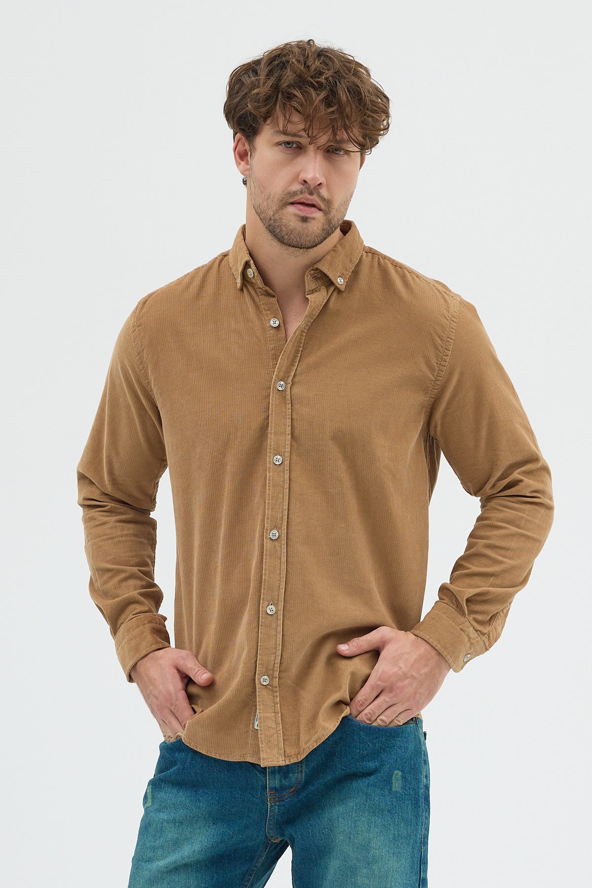 Cosplay Büyük Beden Erkek Relax Fit Kadife Uzun Kollu Gömlek Cosplay