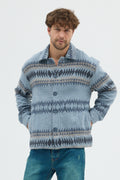 Steppe Rider Erkek Oversize Kalın Kışlık Etnik Kilim Desenli Ceket Gömlek Overshirt