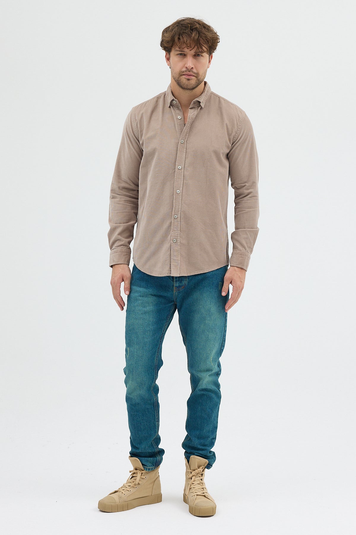 Cosplay Erkek Relax Fit Kadife Uzun Kollu Gömlek