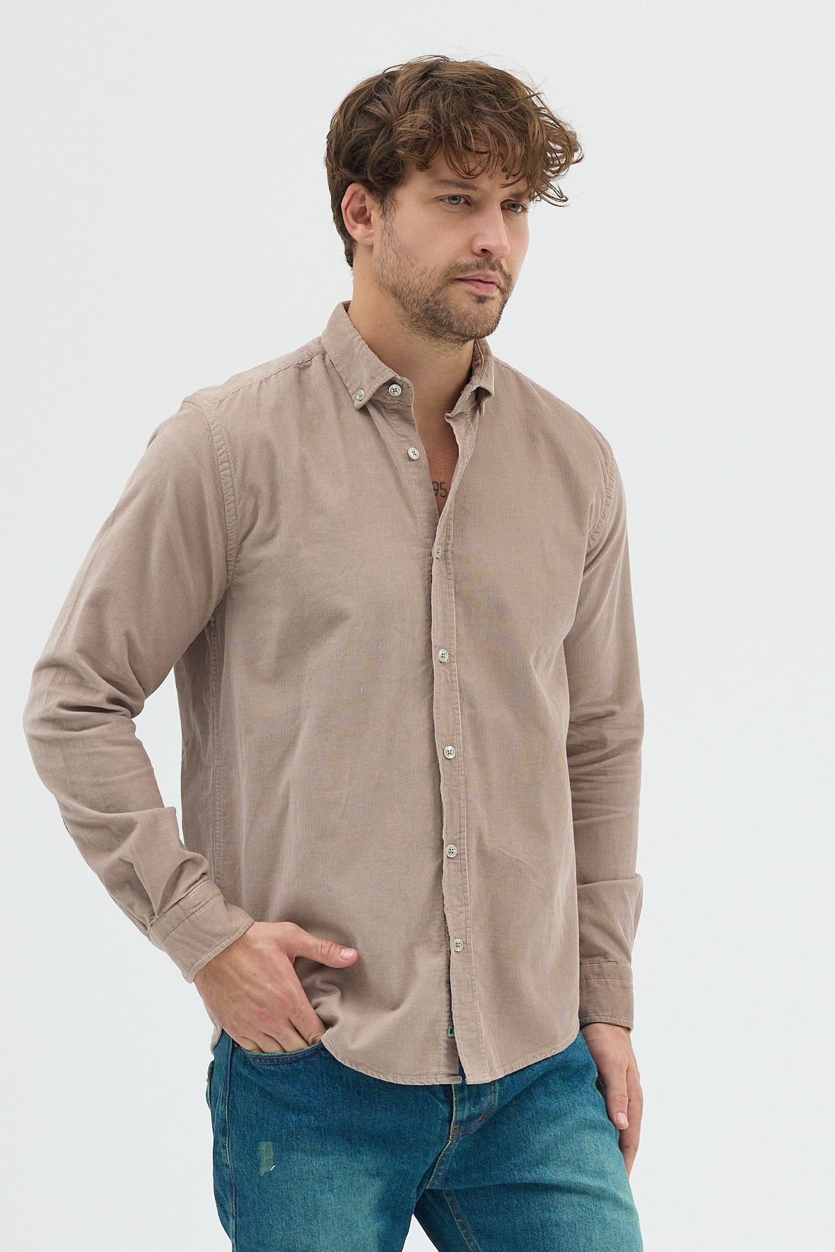 Cosplay Erkek Relax Fit Kadife Uzun Kollu Gömlek