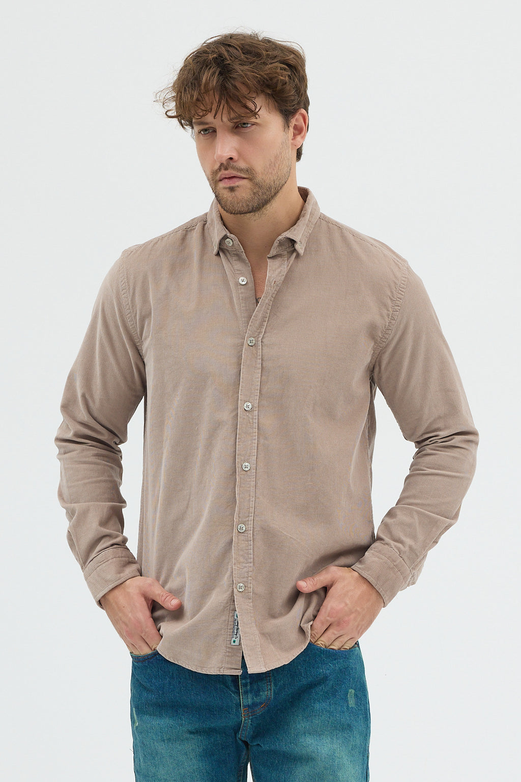 Cosplay Erkek Relax Fit Kadife Uzun Kollu Gömlek