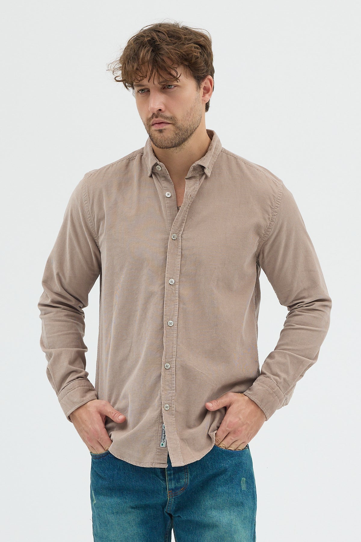 Cosplay Erkek Relax Fit Kadife Uzun Kollu Gömlek