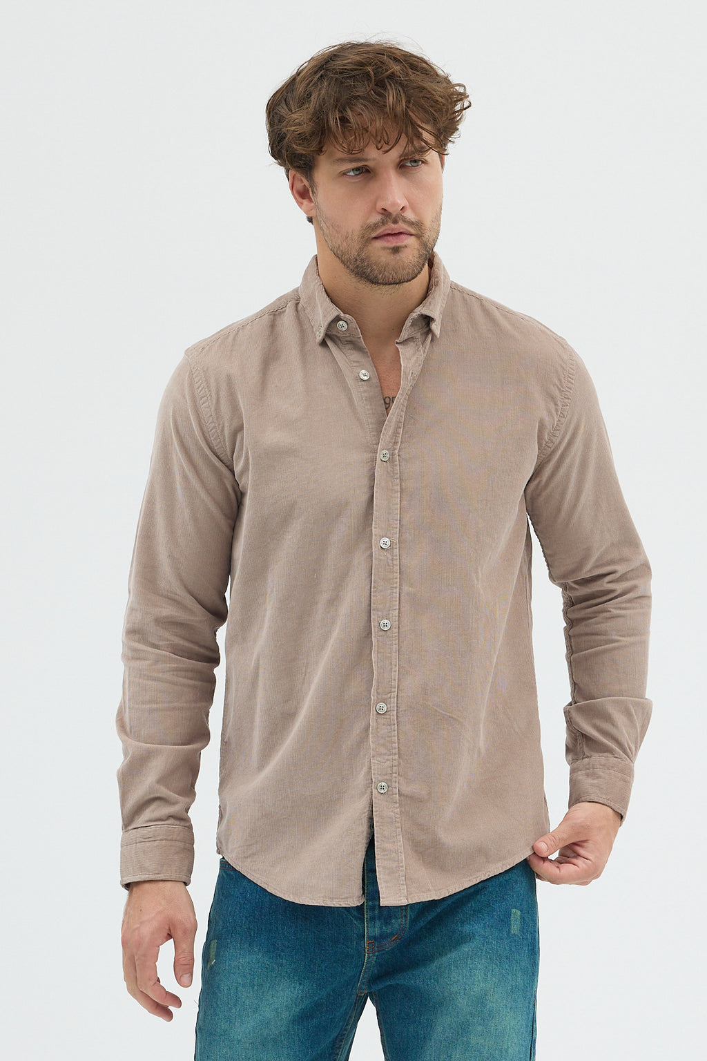 Cosplay Erkek Relax Fit Kadife Uzun Kollu Gömlek