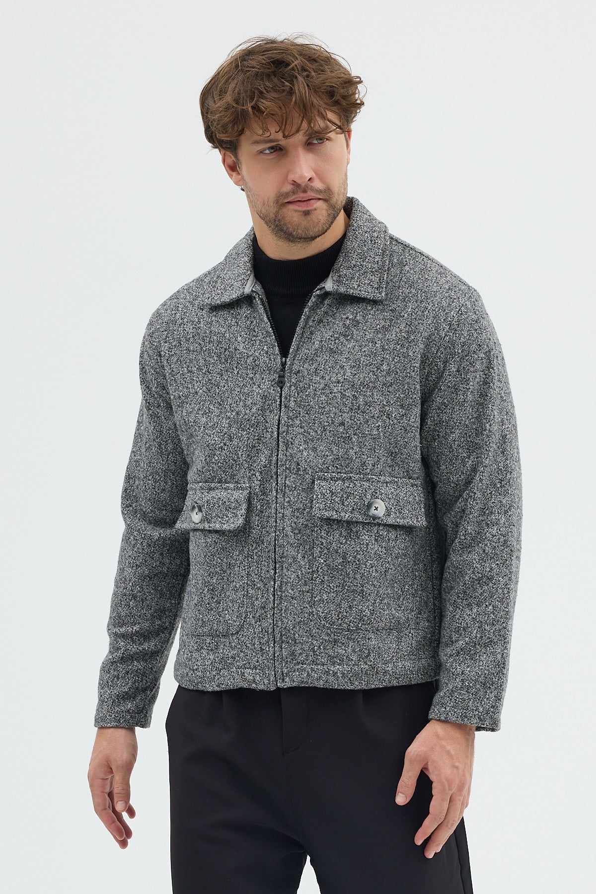 STEPPE RIDER MOLINE ZIPPER DOUBLE POCKET BOXY FIT OVERSHIRT