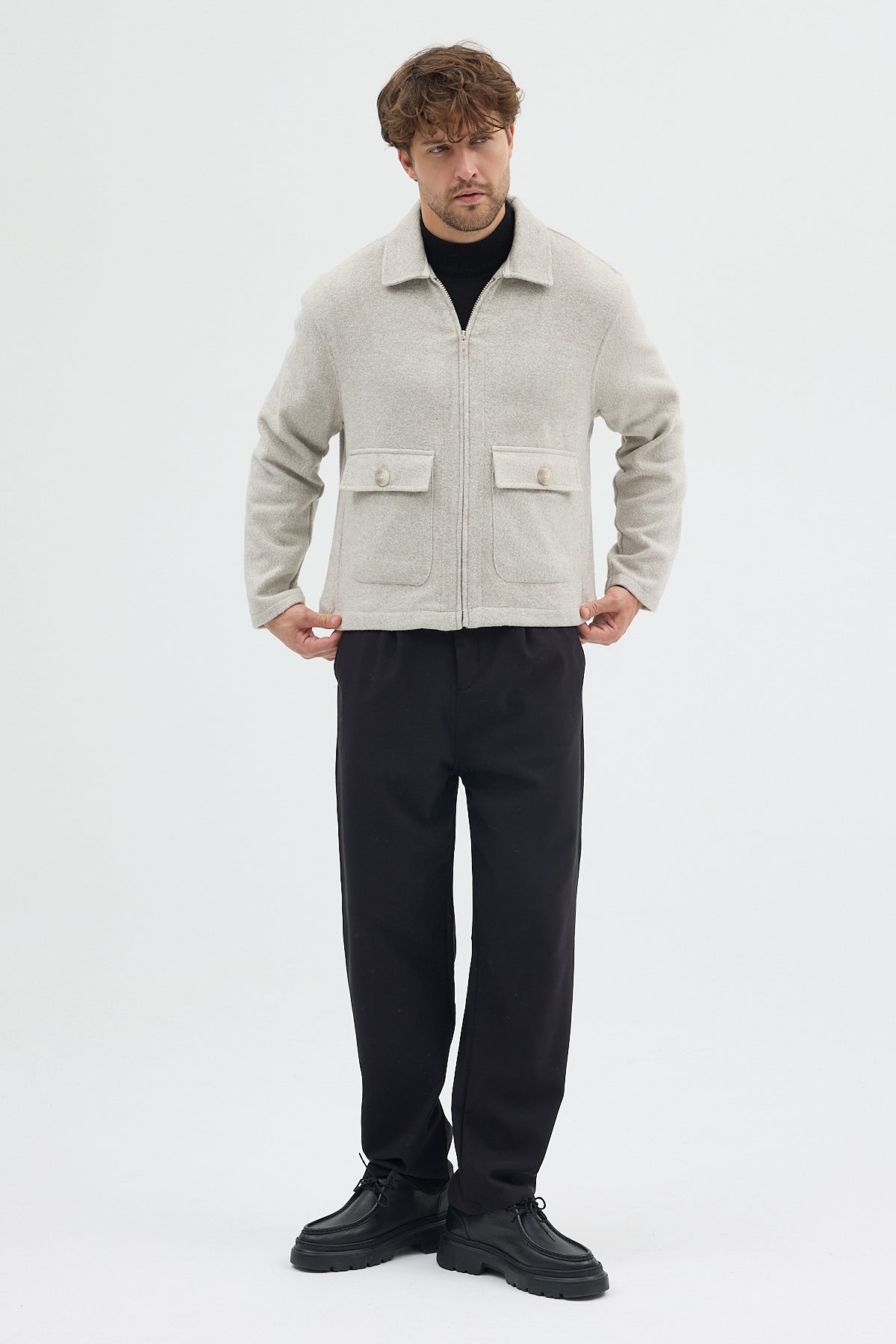 STEPPE RIDER MOLINE ZIPPER DOUBLE POCKET BOXY FIT OVERSHIRT