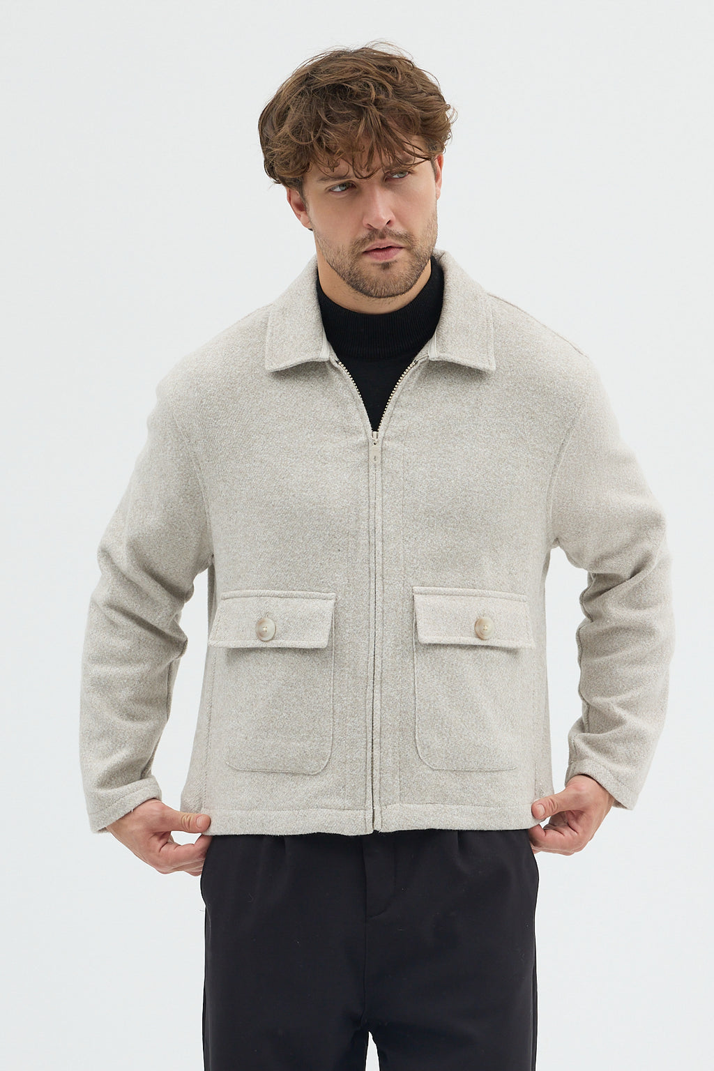 STEPPE RIDER MOLINE ZIPPER DOUBLE POCKET BOXY FIT OVERSHIRT