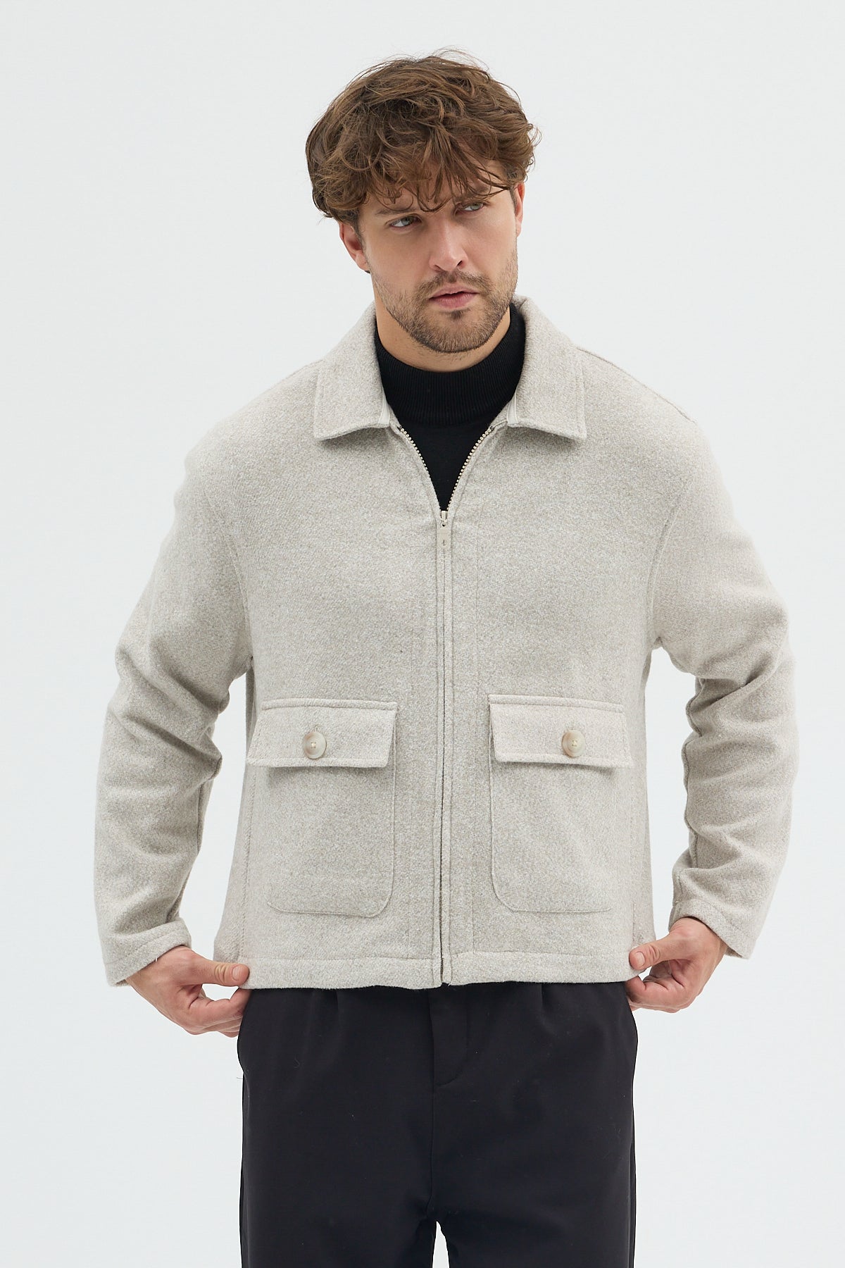 STEPPE RIDER MOLINE ZIPPER DOUBLE POCKET BOXY FIT OVERSHIRT