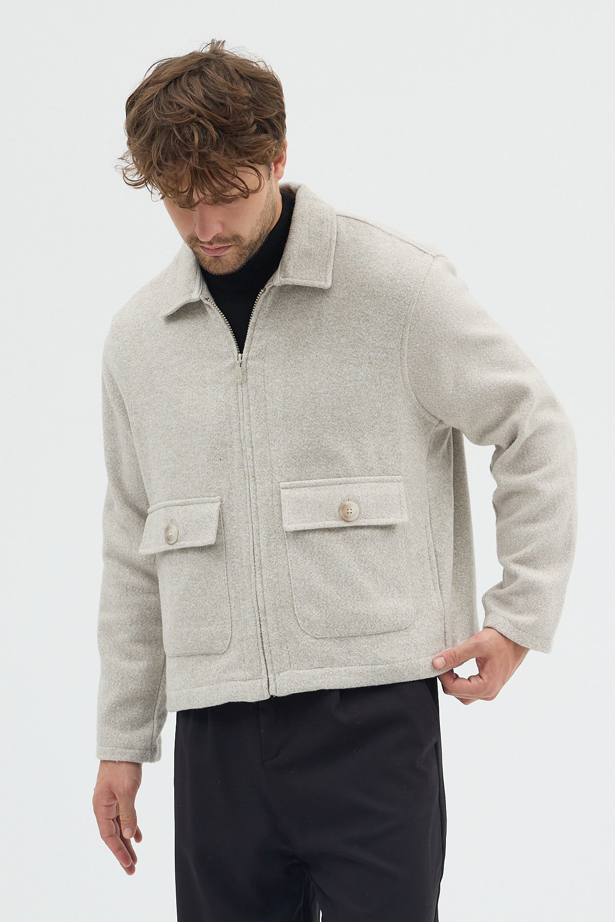 STEPPE RIDER MOLINE ZIPPER DOUBLE POCKET BOXY FIT OVERSHIRT