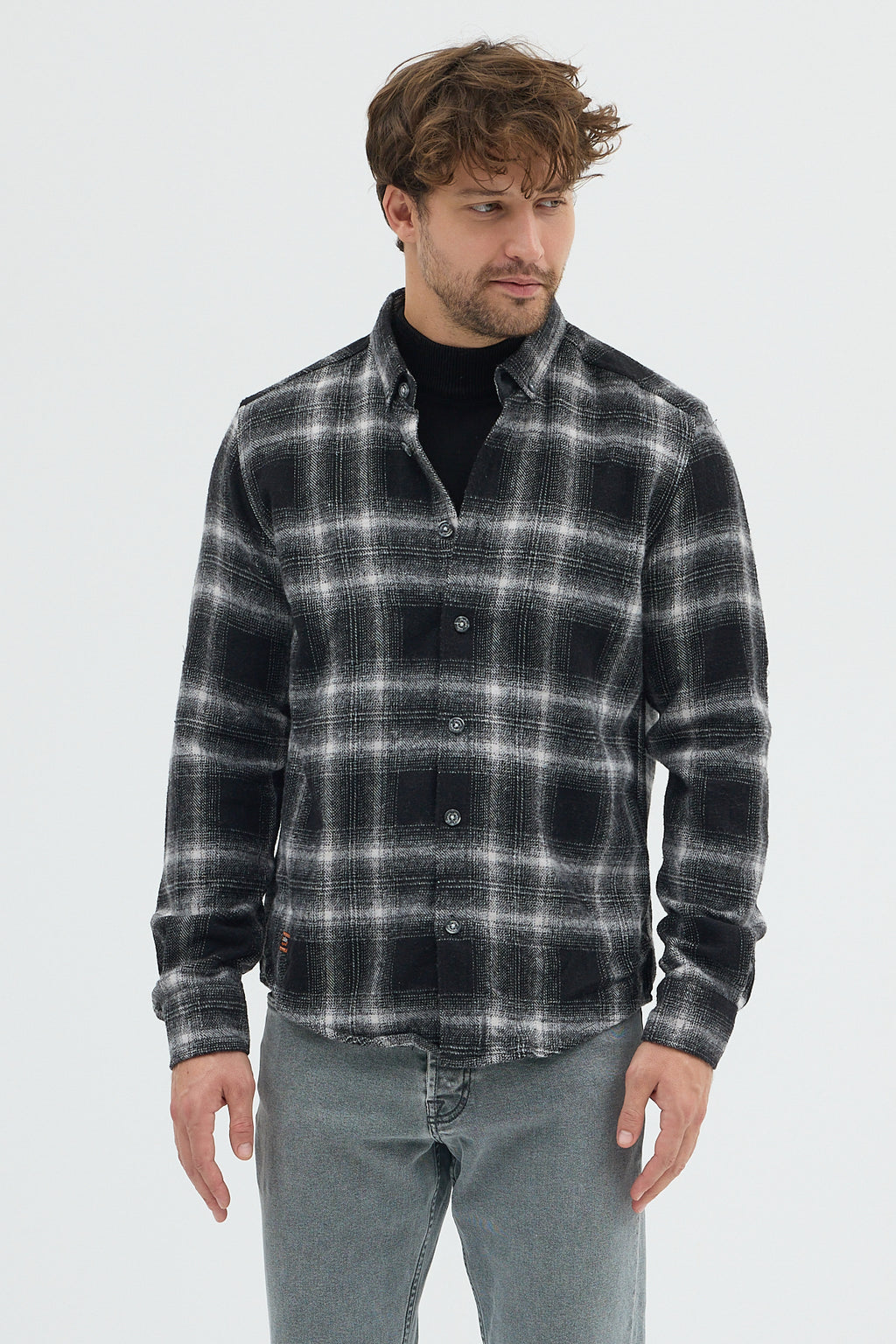 Cosplay Erkek Ekoseli Flanel Oduncu Gömlek - Cepsiz, Kalın Kışlık Uzun Kollu Gömlek