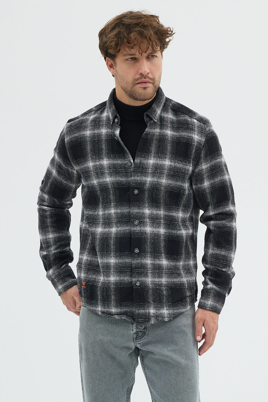 Cosplay Erkek Ekoseli Flanel Oduncu Gömlek - Cepsiz, Kalın Kışlık Uzun Kollu Gömlek