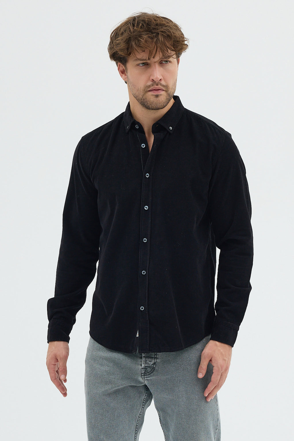 Cosplay Erkek Relax Fit Kadife Uzun Kollu Gömlek