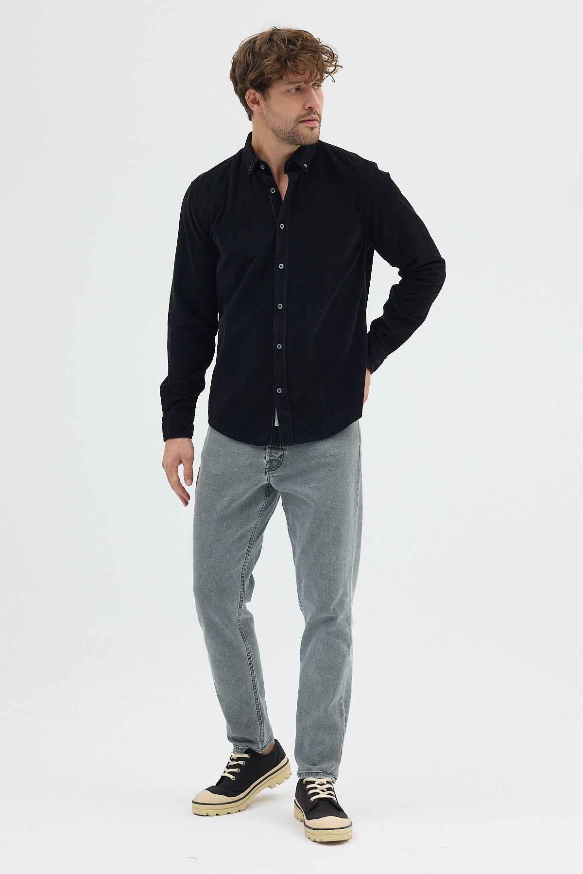 Cosplay Büyük Beden Erkek Relax Fit Kadife Uzun Kollu Gömlek Cosplay