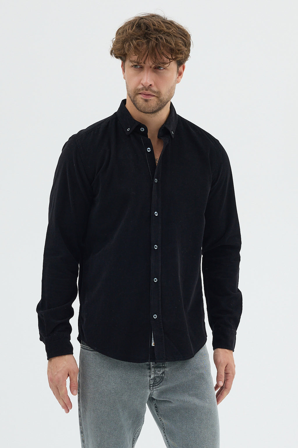 Cosplay Erkek Relax Fit Kadife Uzun Kollu Gömlek