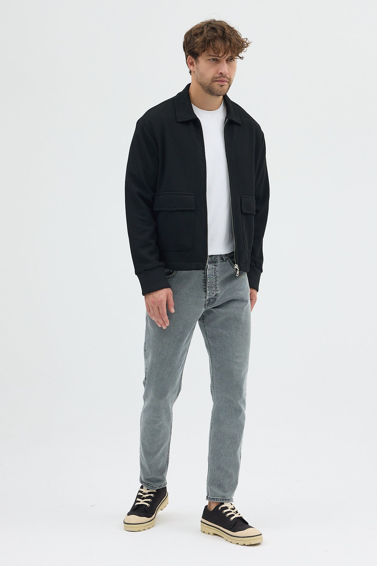 Steppe Rider Erkek Örme (Knit) Fermuarlı Çift Cep Detaylı Boxy Fit Overshirt Ceket Gömlek