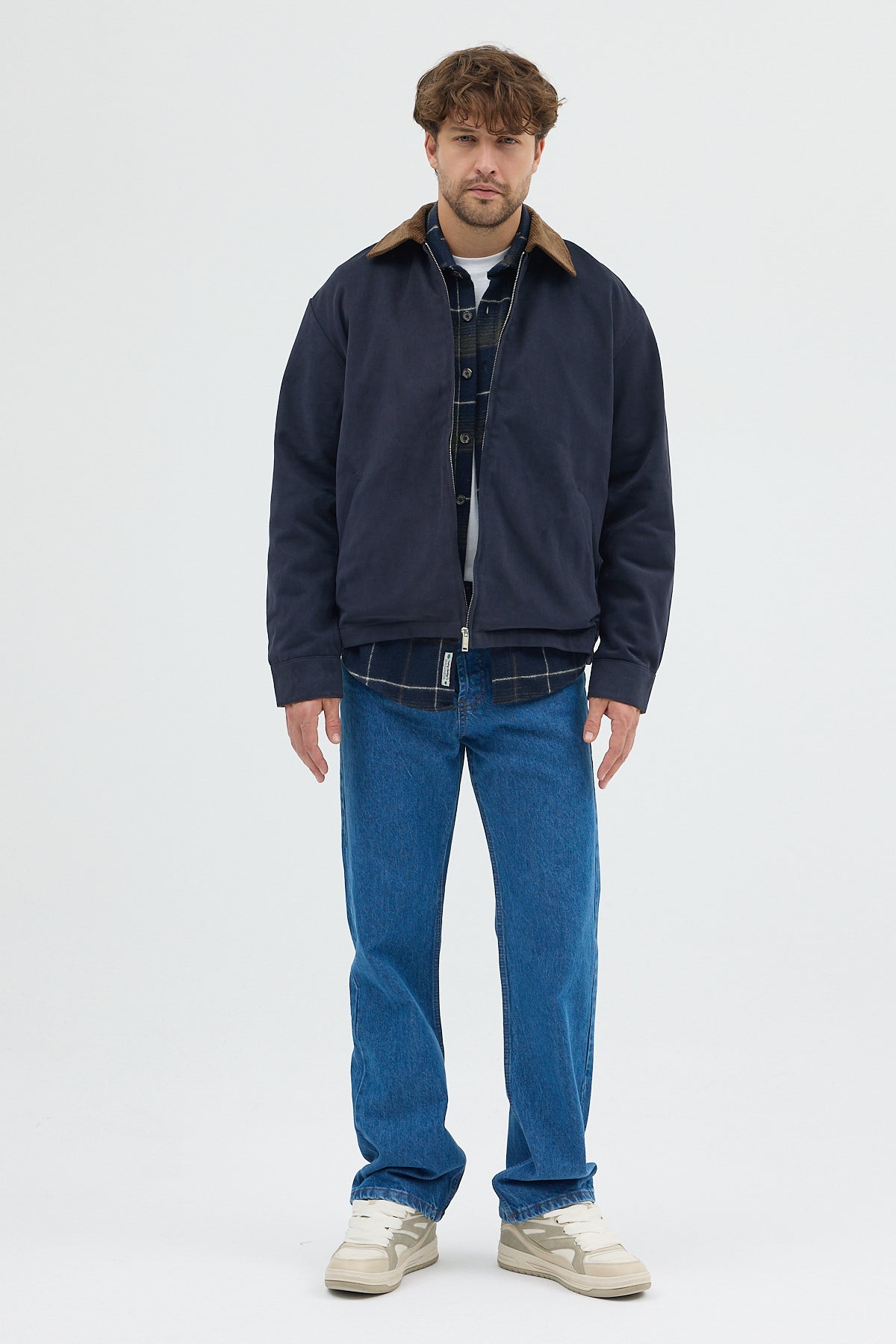 Erkek Kadife Yakalı Gabardin Ceket Mont | Regular Fit Casual Dış Giyim