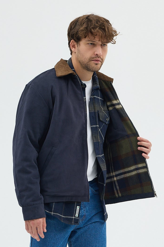 Erkek Kadife Yakalı Gabardin Ceket Mont | Regular Fit Casual Dış Giyim