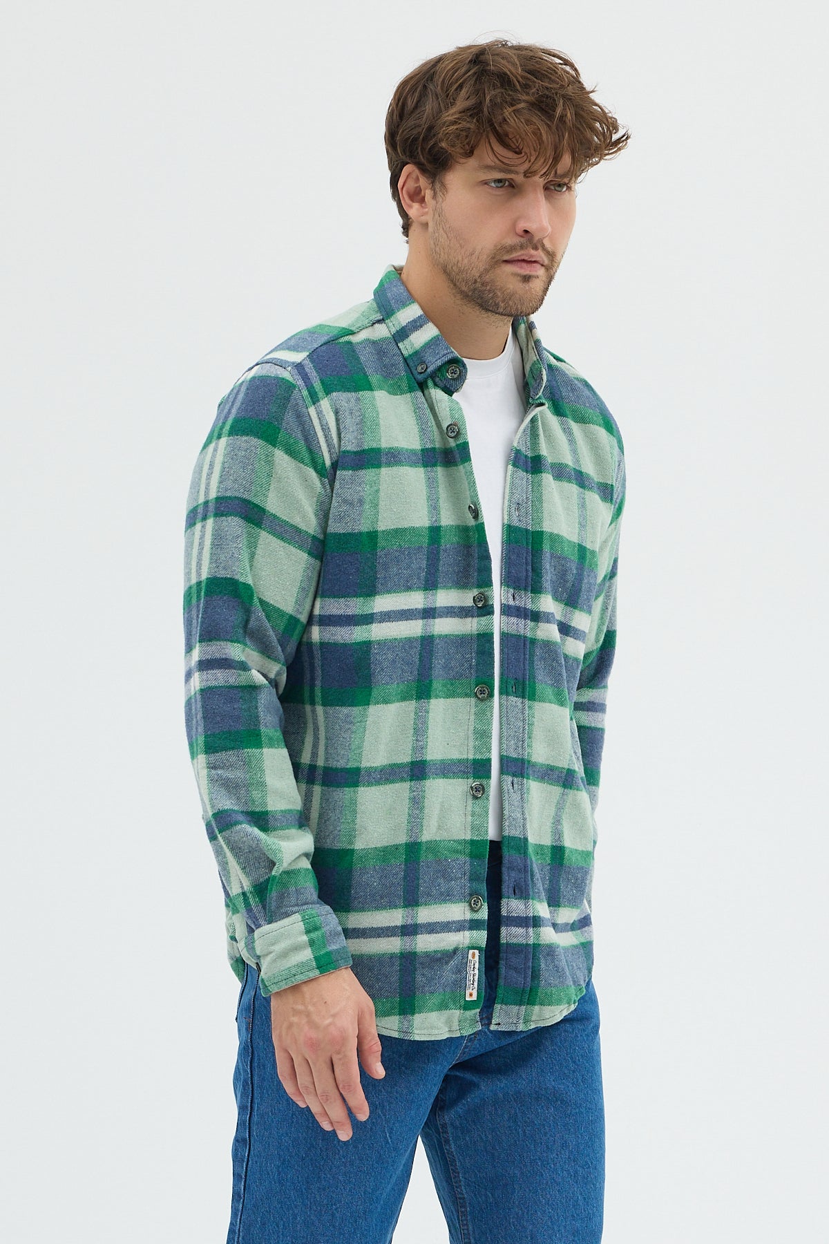 Cosplay Erkek Kalın Flanel Oduncu Gömlek - Geniş Kareli, Cepsiz, Kışlık Uzun Kollu Overshirt