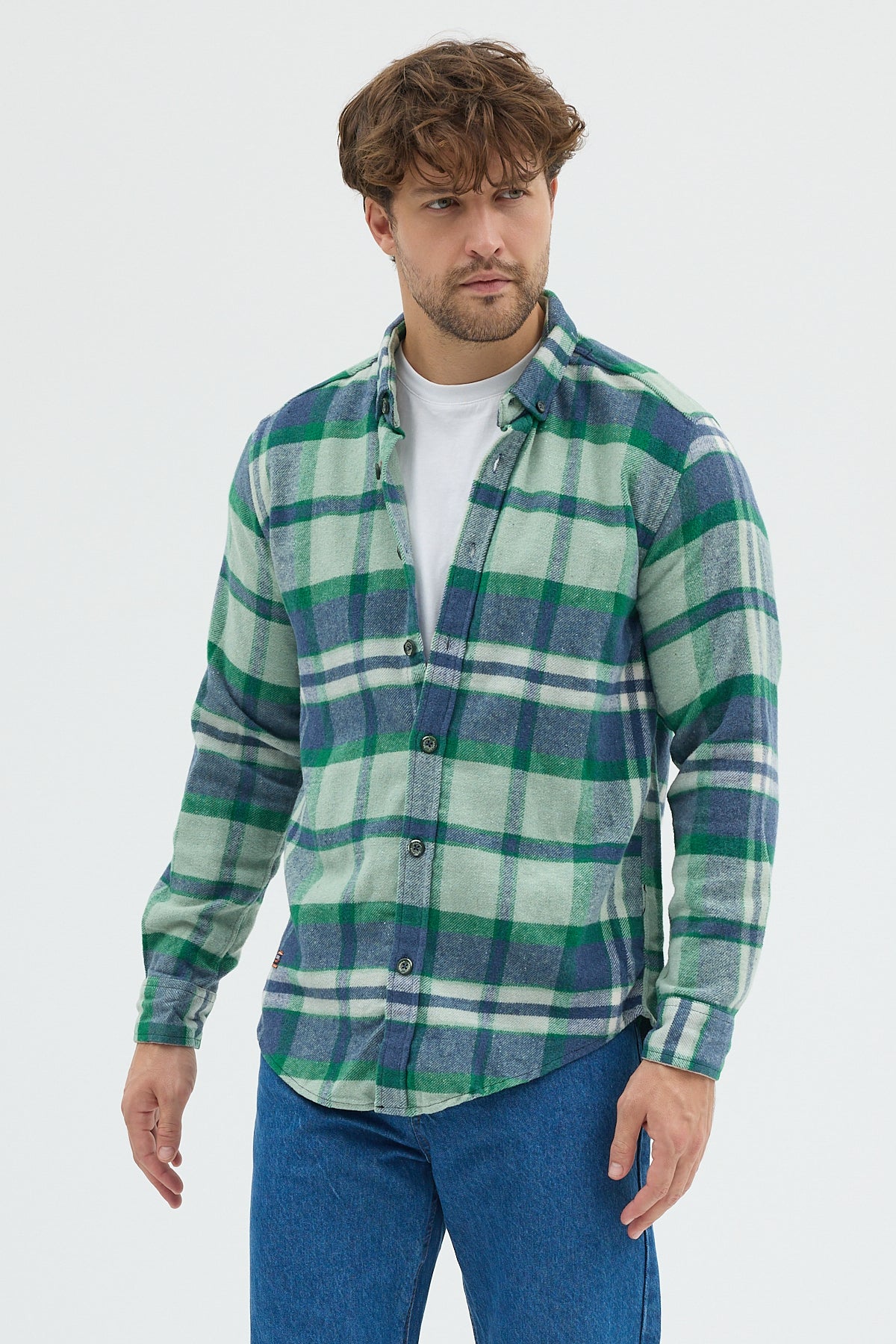 Cosplay Erkek Kalın Flanel Oduncu Gömlek - Geniş Kareli, Cepsiz, Kışlık Uzun Kollu Overshirt