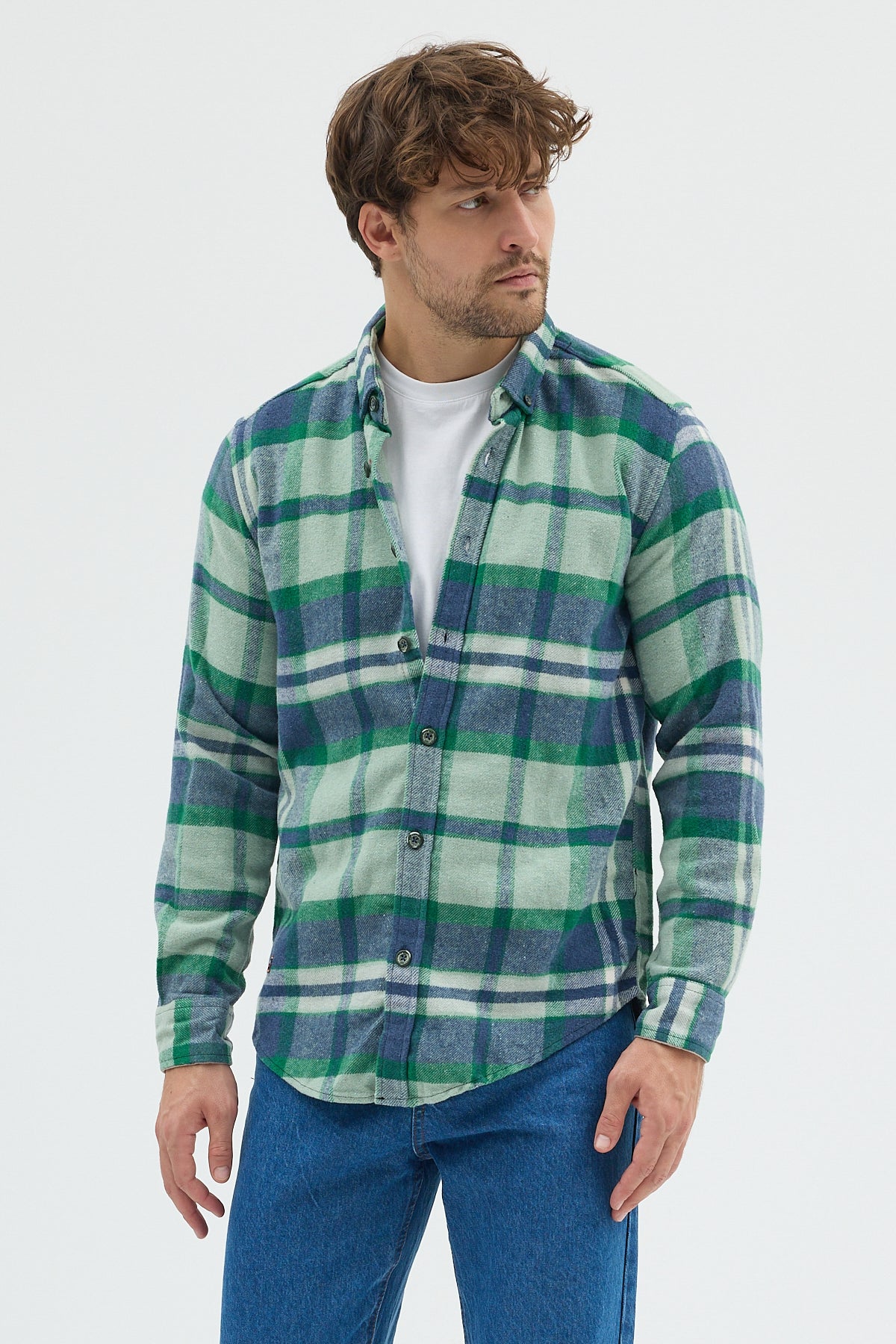 Cosplay Erkek Kalın Flanel Oduncu Gömlek - Geniş Kareli, Cepsiz, Kışlık Uzun Kollu Overshirt