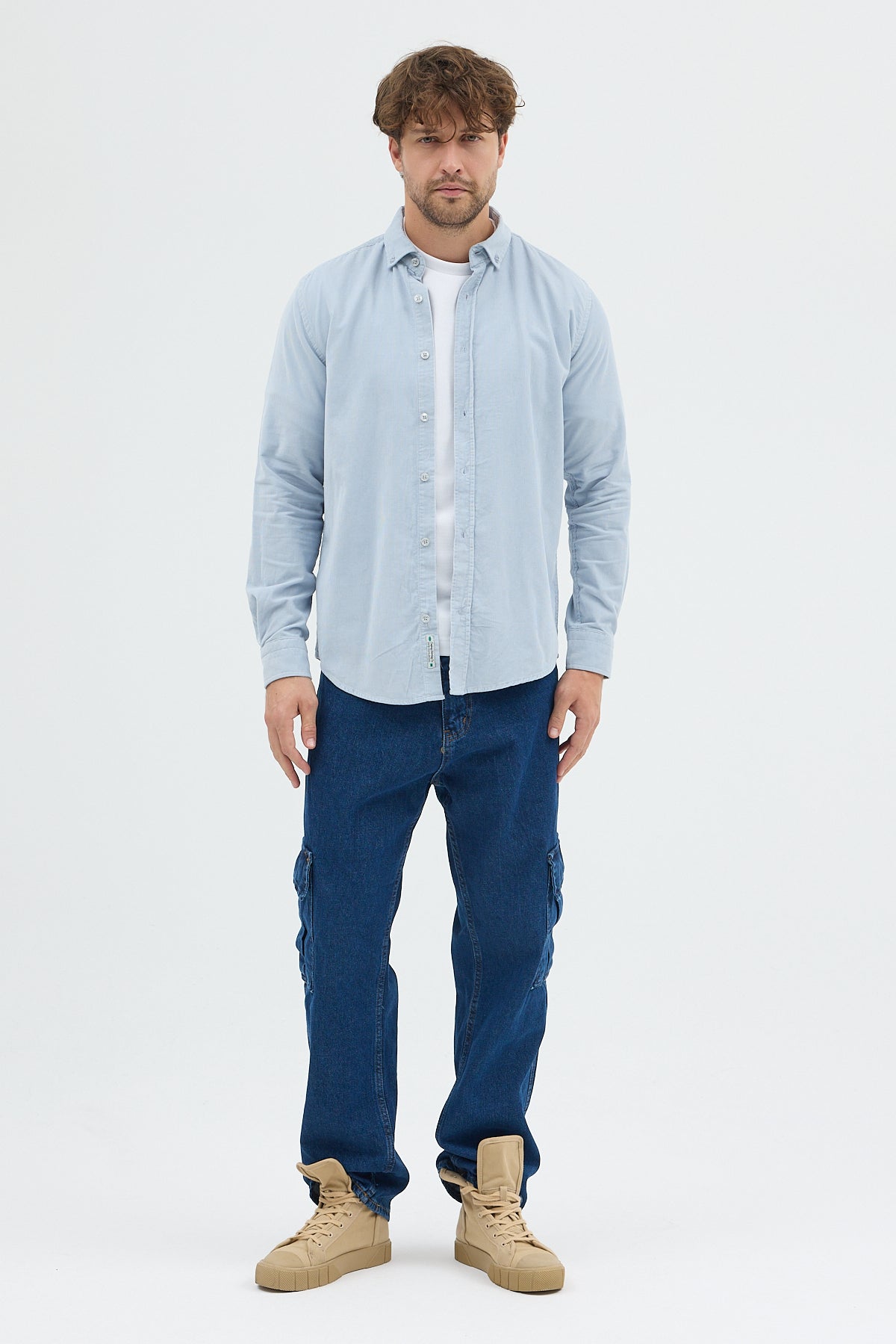 Cosplay Büyük Beden Erkek Relax Fit Kadife Uzun Kollu Gömlek Cosplay