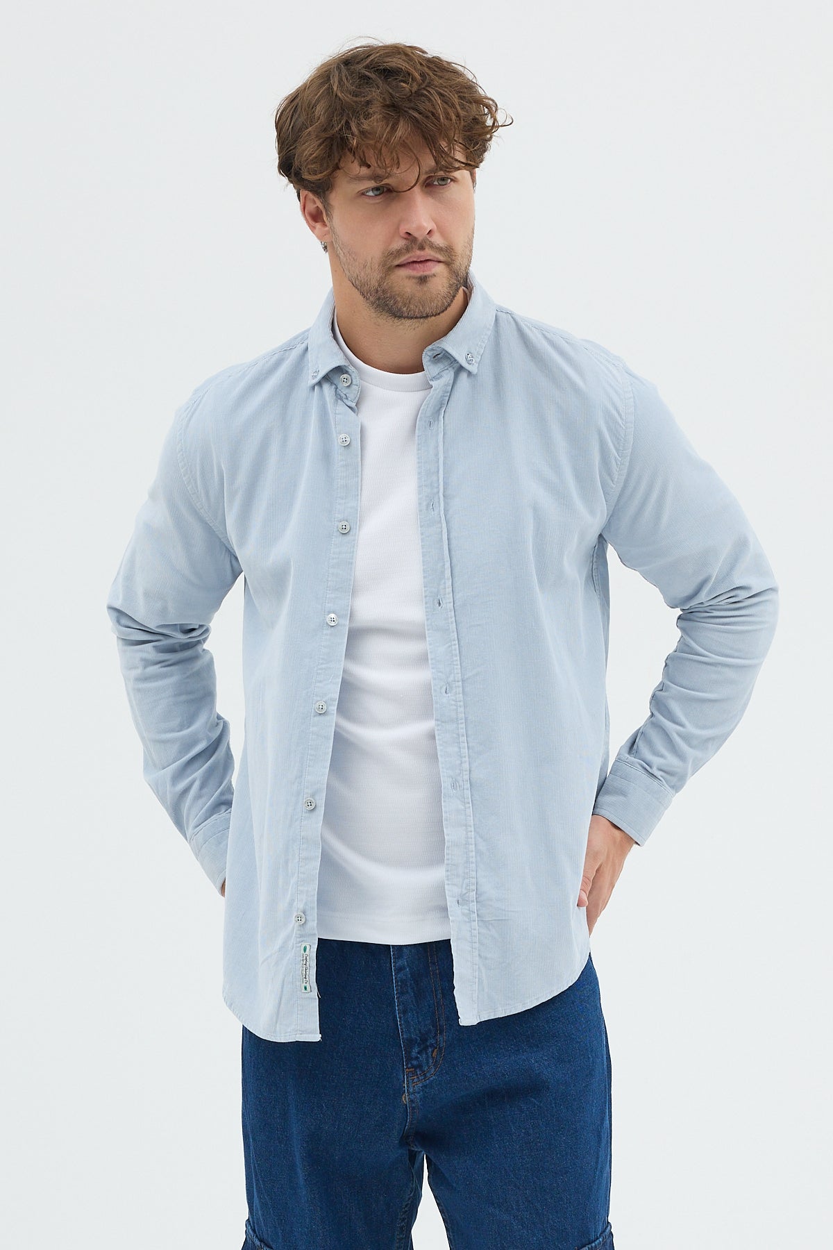 Cosplay Büyük Beden Erkek Relax Fit Kadife Uzun Kollu Gömlek Cosplay