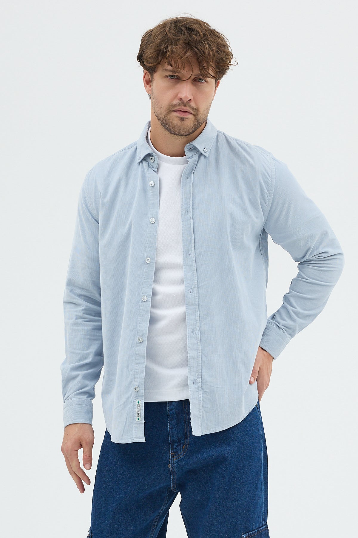 Cosplay Erkek Relax Fit Kadife Uzun Kollu Gömlek