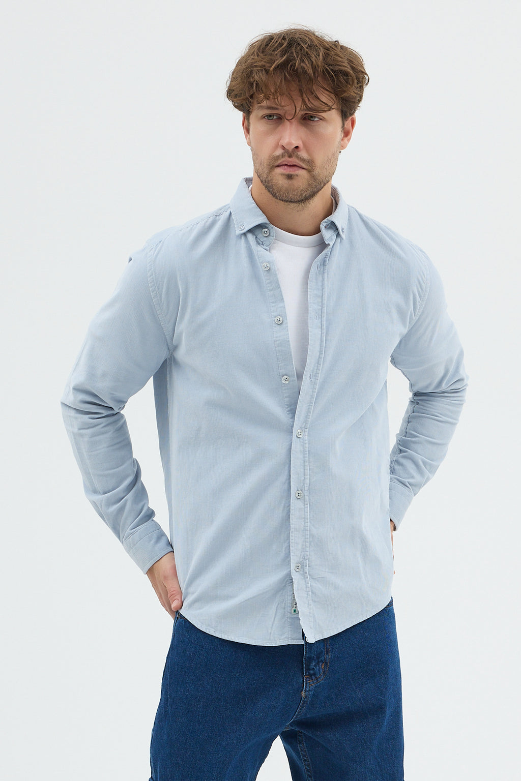 Cosplay Erkek Relax Fit Kadife Uzun Kollu Gömlek