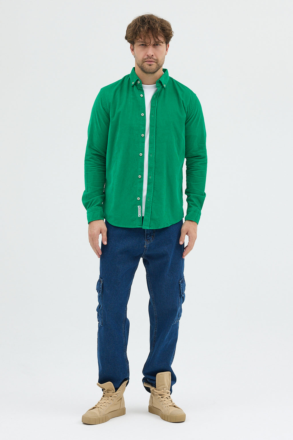 Cosplay Erkek Relax Fit Kadife Uzun Kollu Gömlek