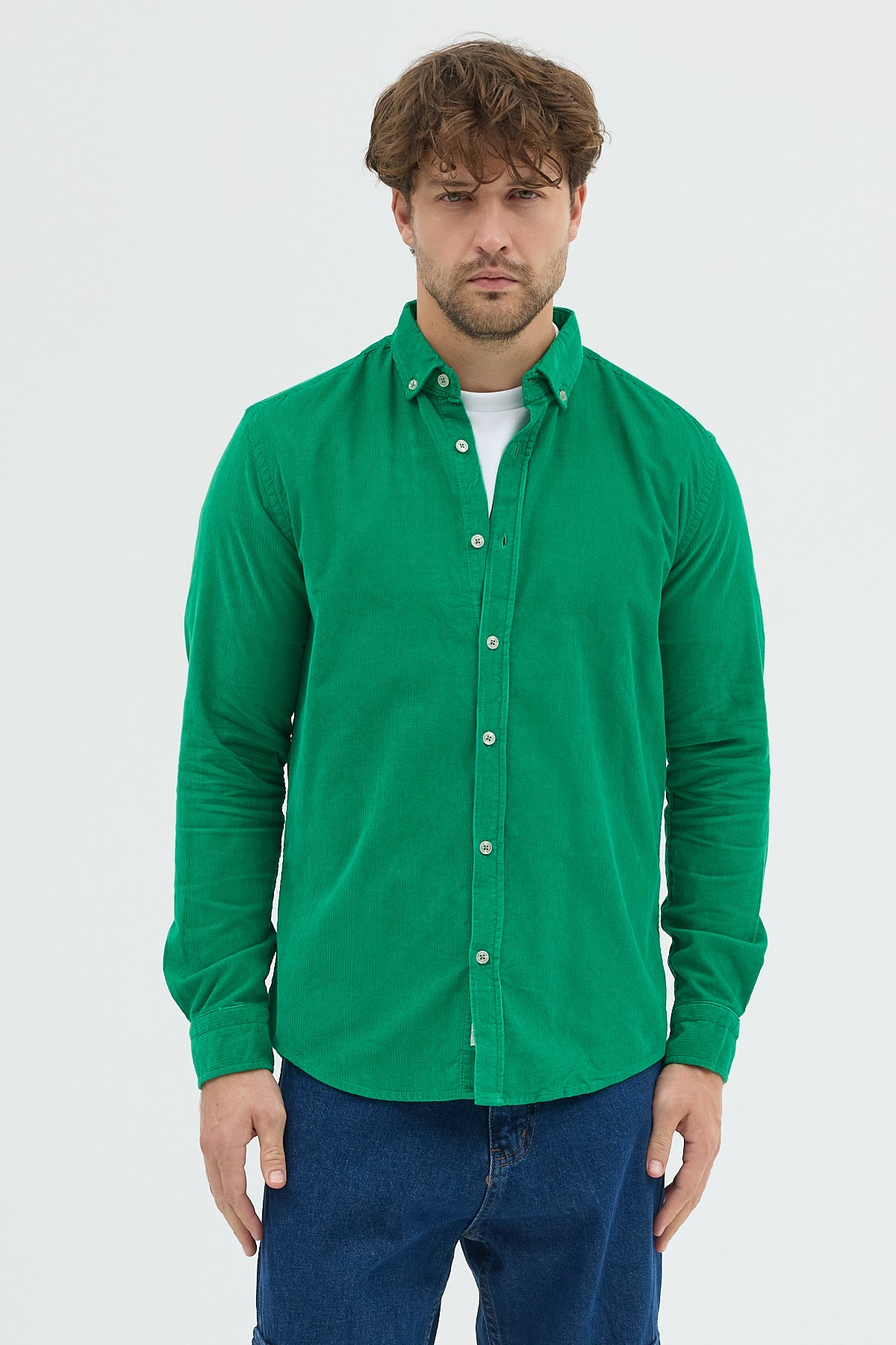 Cosplay Erkek Relax Fit Kadife Uzun Kollu Gömlek