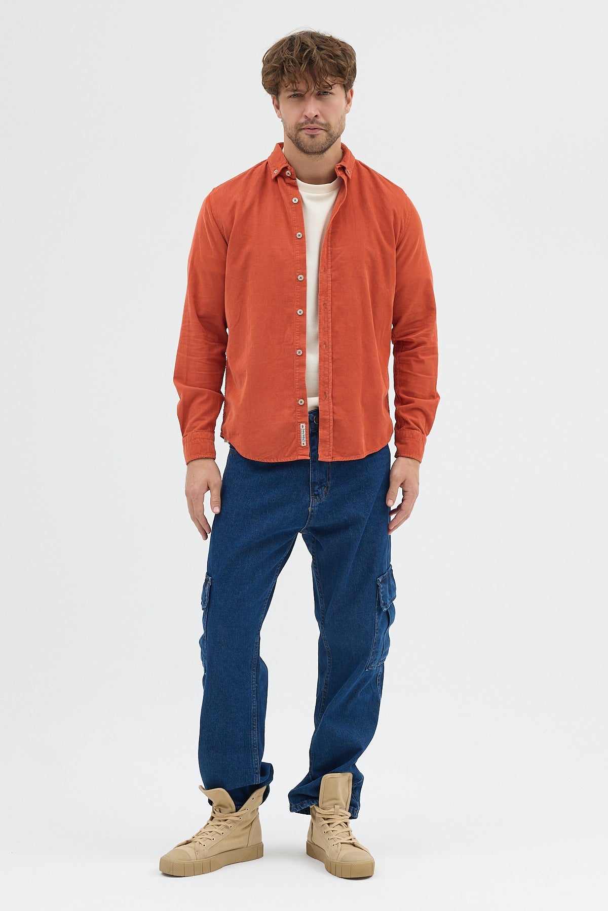 Cosplay Büyük Beden Erkek Relax Fit Kadife Uzun Kollu Gömlek Cosplay