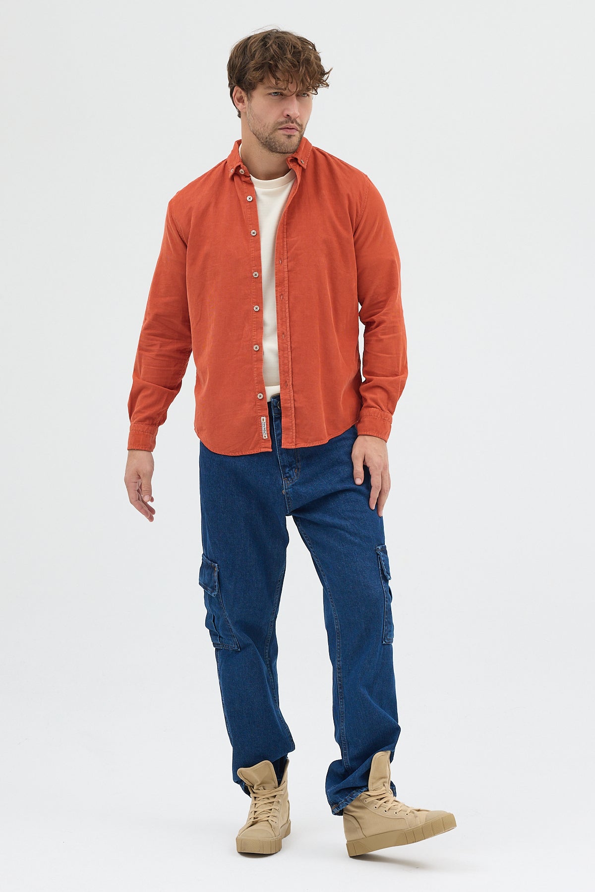 Cosplay Büyük Beden Erkek Relax Fit Kadife Uzun Kollu Gömlek Cosplay