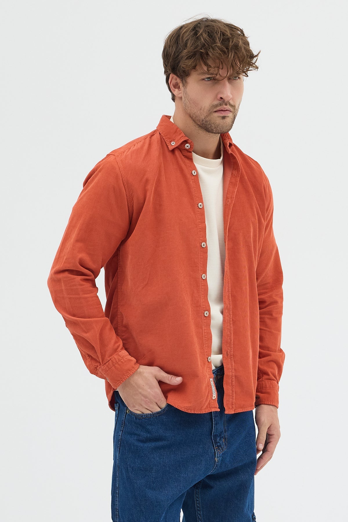 Cosplay Büyük Beden Erkek Relax Fit Kadife Uzun Kollu Gömlek Cosplay