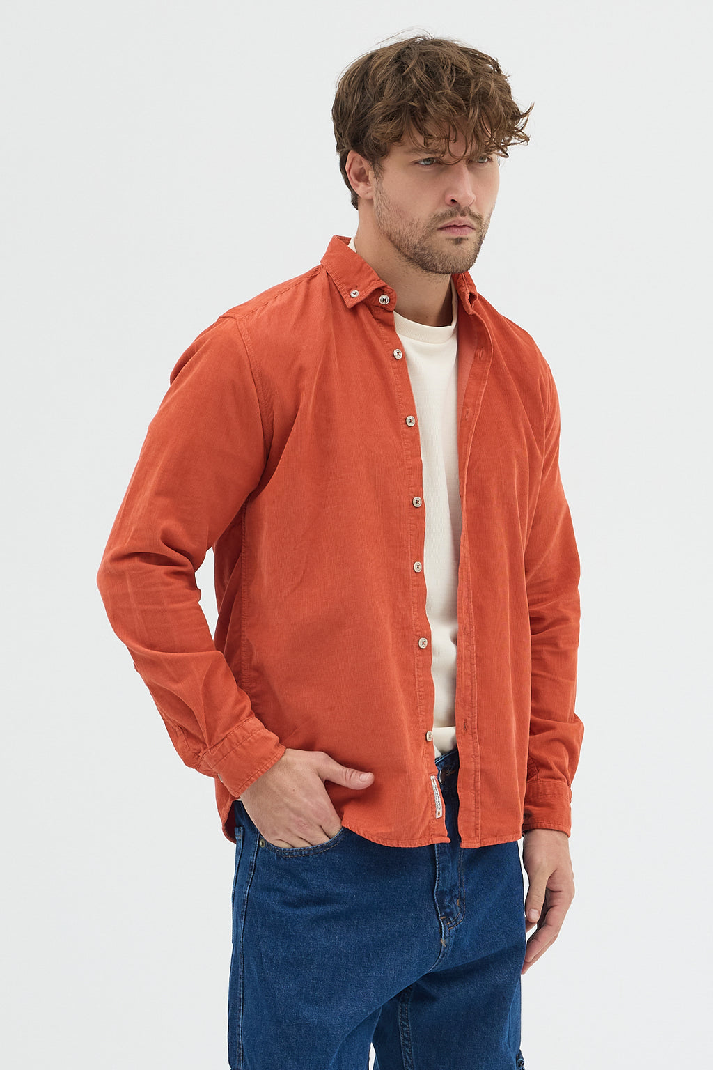 Cosplay Erkek Relax Fit Kadife Uzun Kollu Gömlek