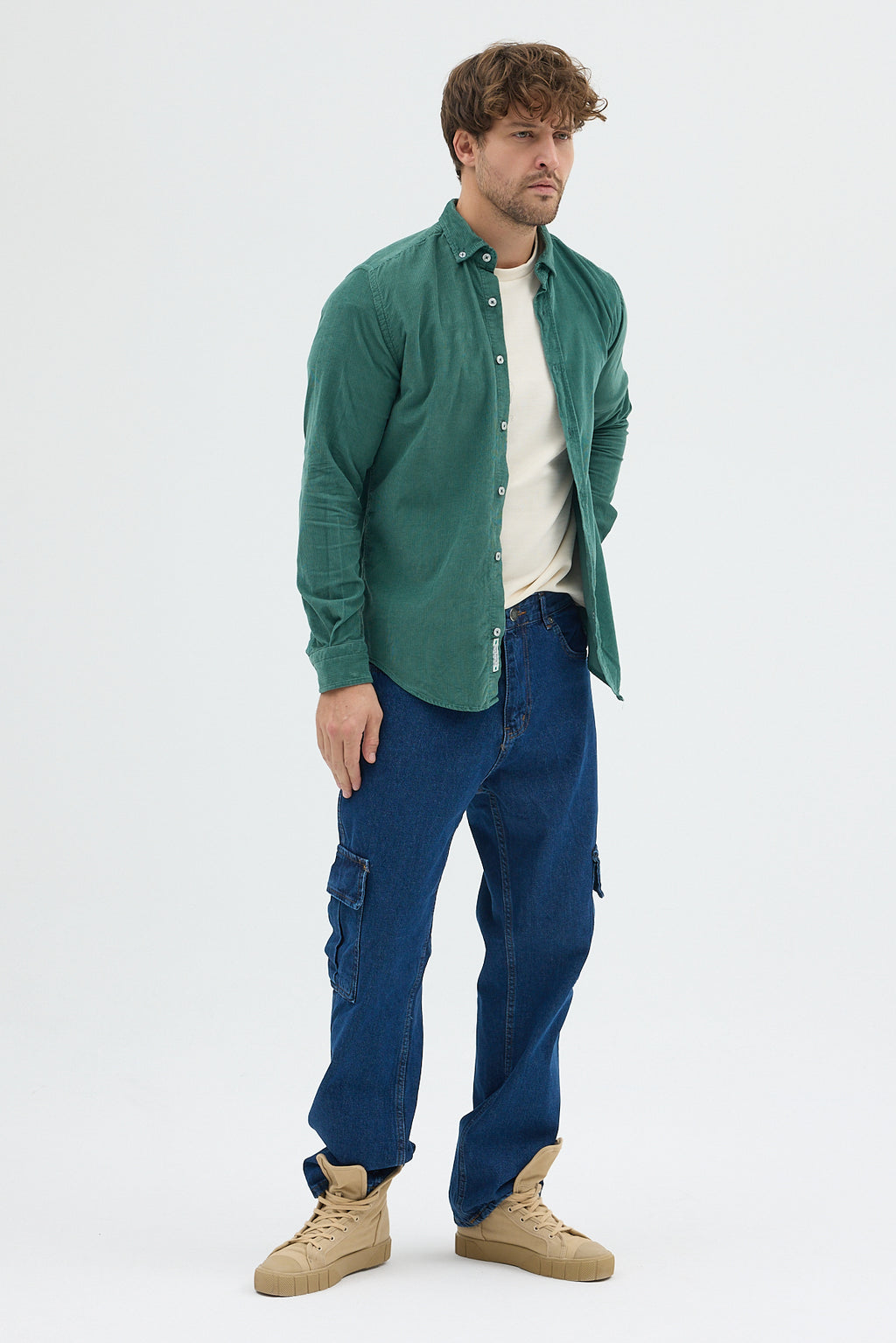 Cosplay Erkek Relax Fit Kadife Uzun Kollu Gömlek