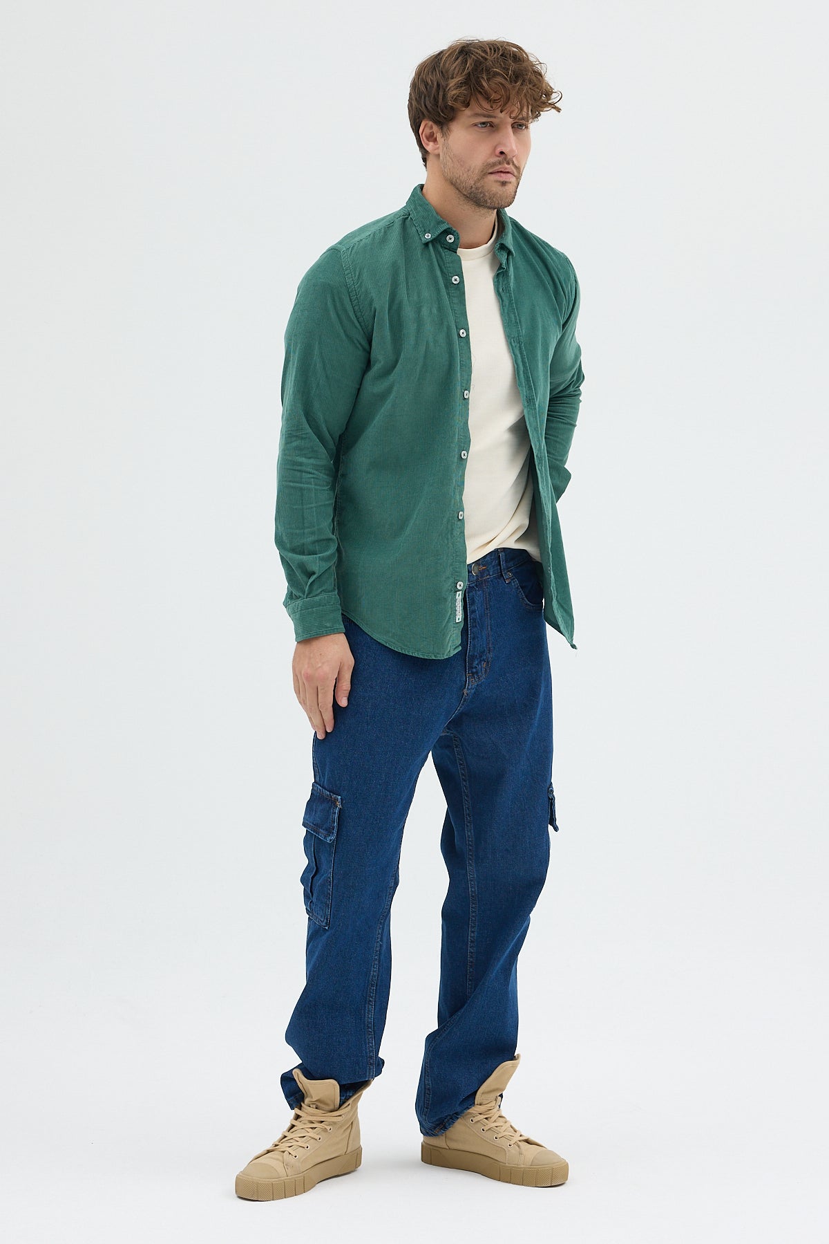 Cosplay Erkek Relax Fit Kadife Uzun Kollu Gömlek