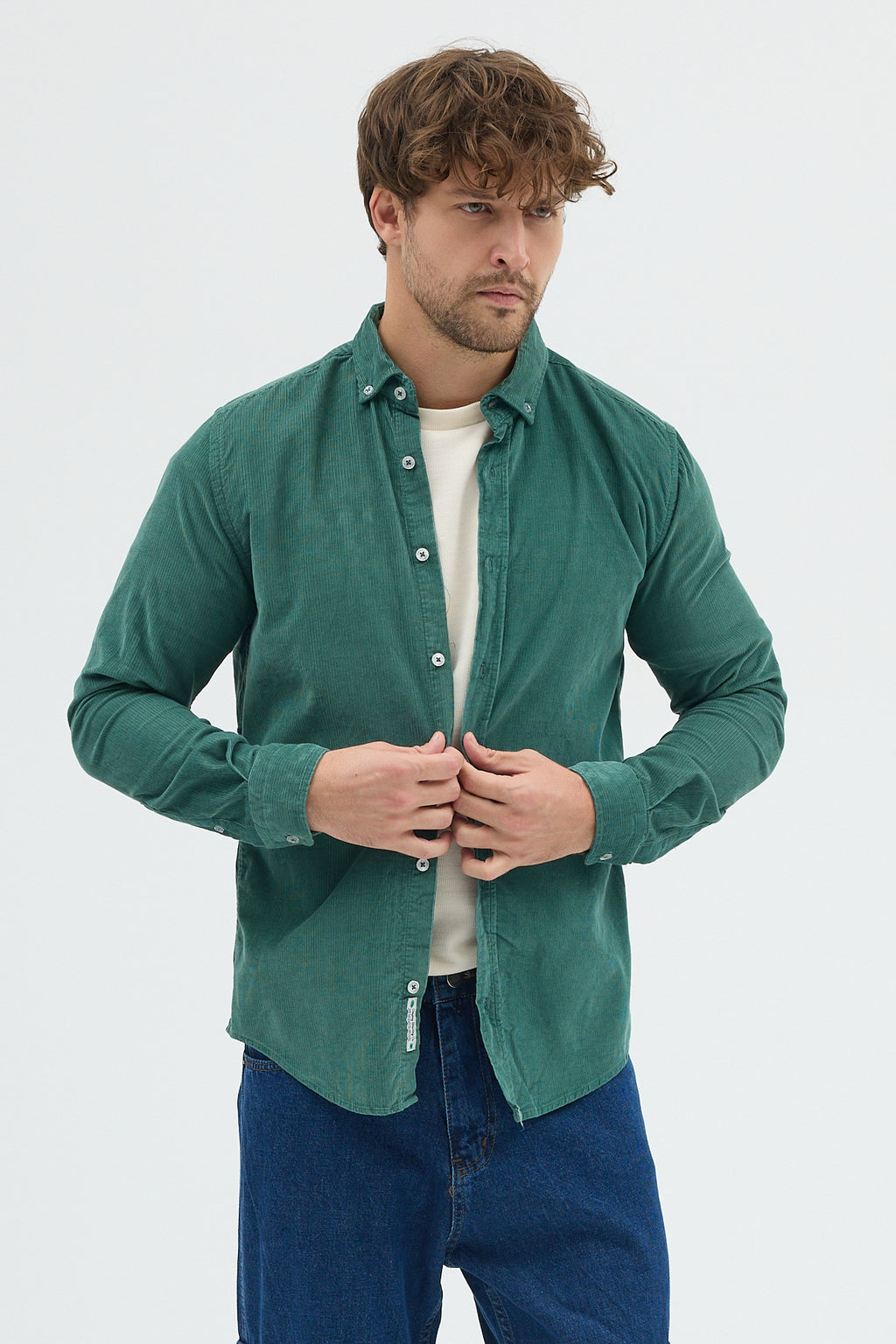 Cosplay Erkek Relax Fit Kadife Uzun Kollu Gömlek