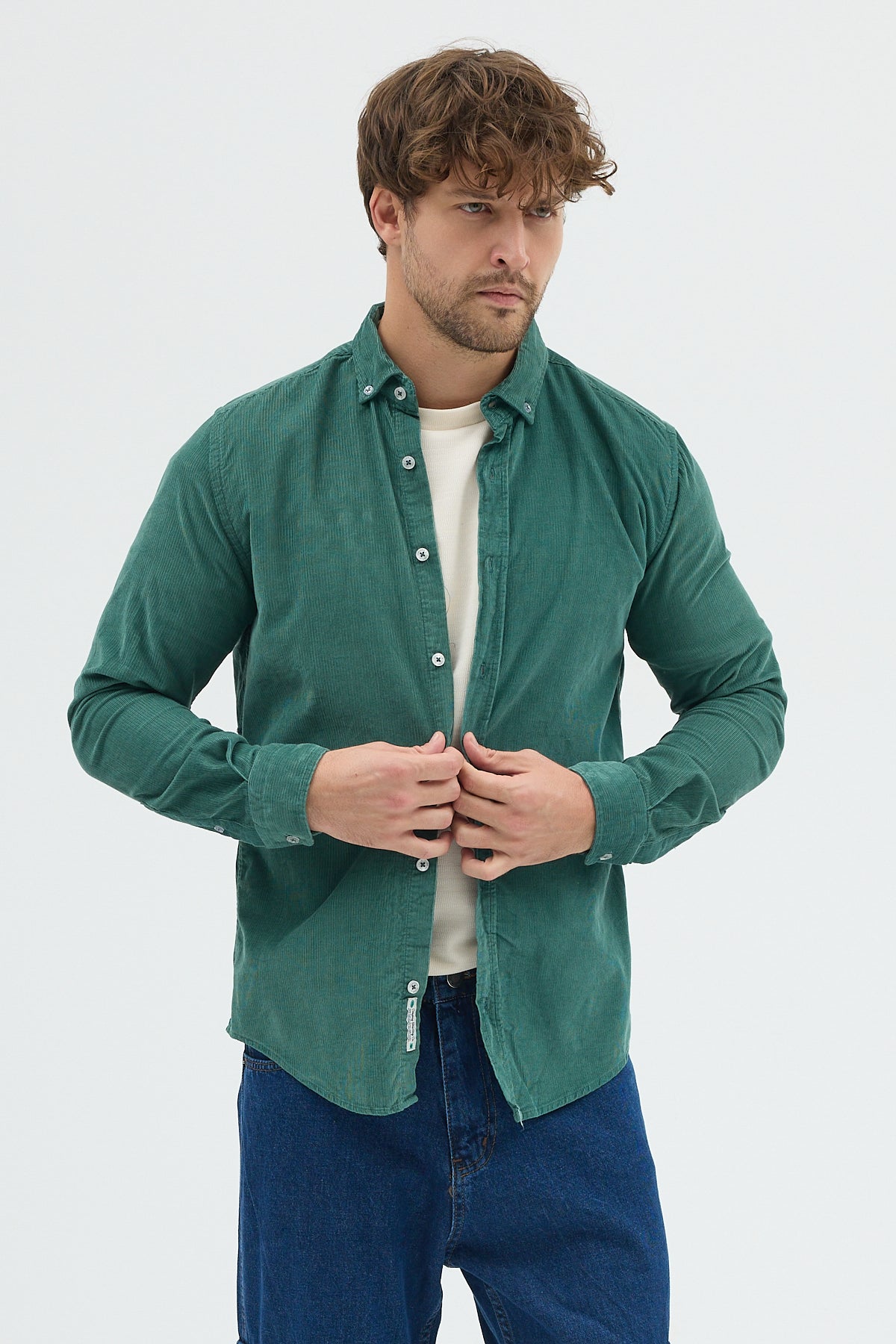 Cosplay Erkek Relax Fit Kadife Uzun Kollu Gömlek