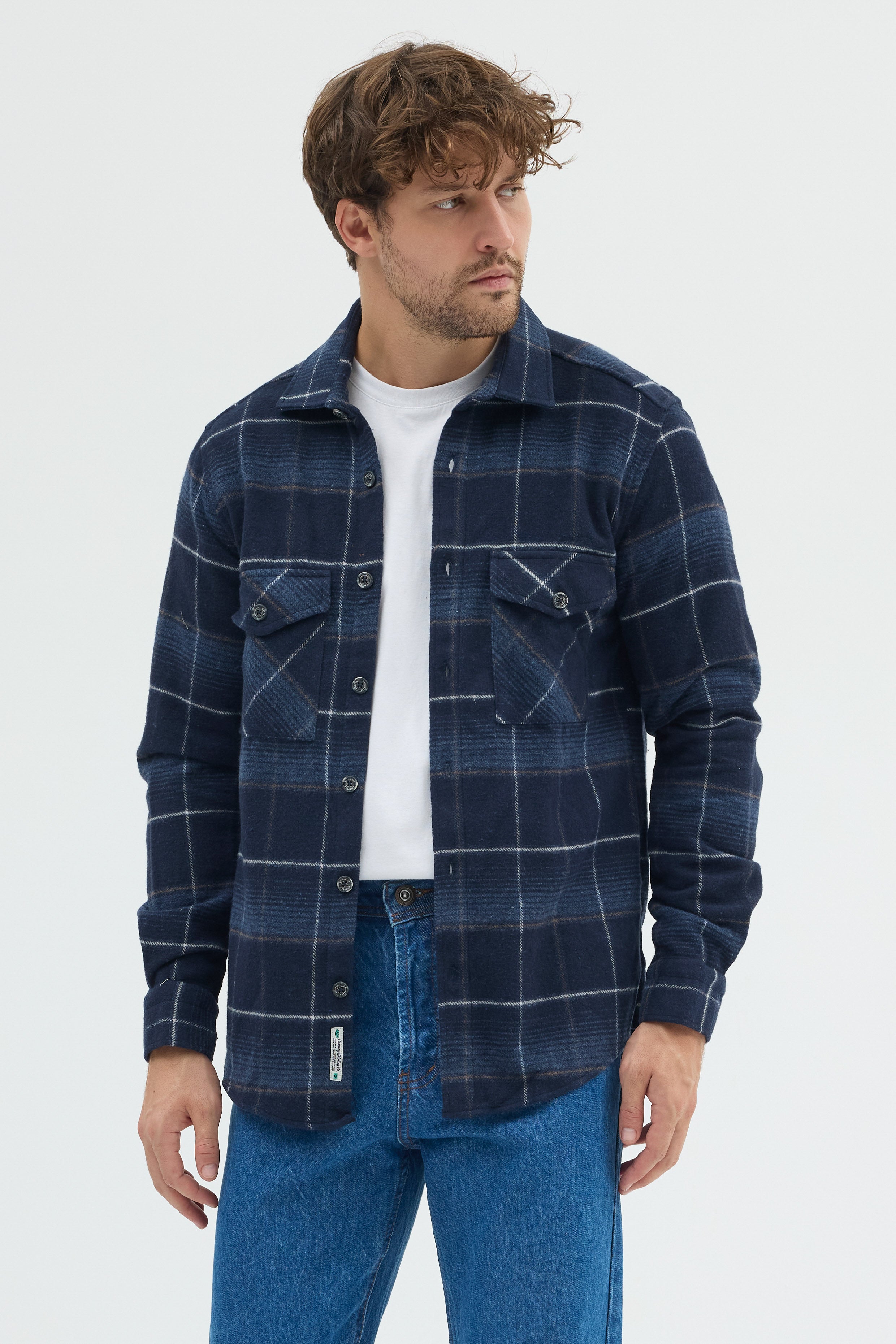 Cosplay Erkek Oduncu Ekose Desenli Kalın Kışlık Ceket Gömlek Overshirt Shacket