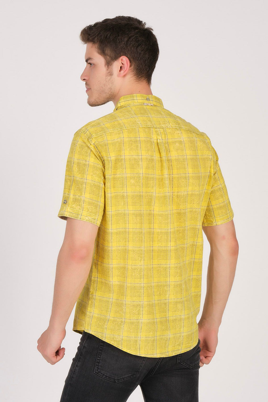 Kısa Kol Slim Fit Ekoseli Gömlek