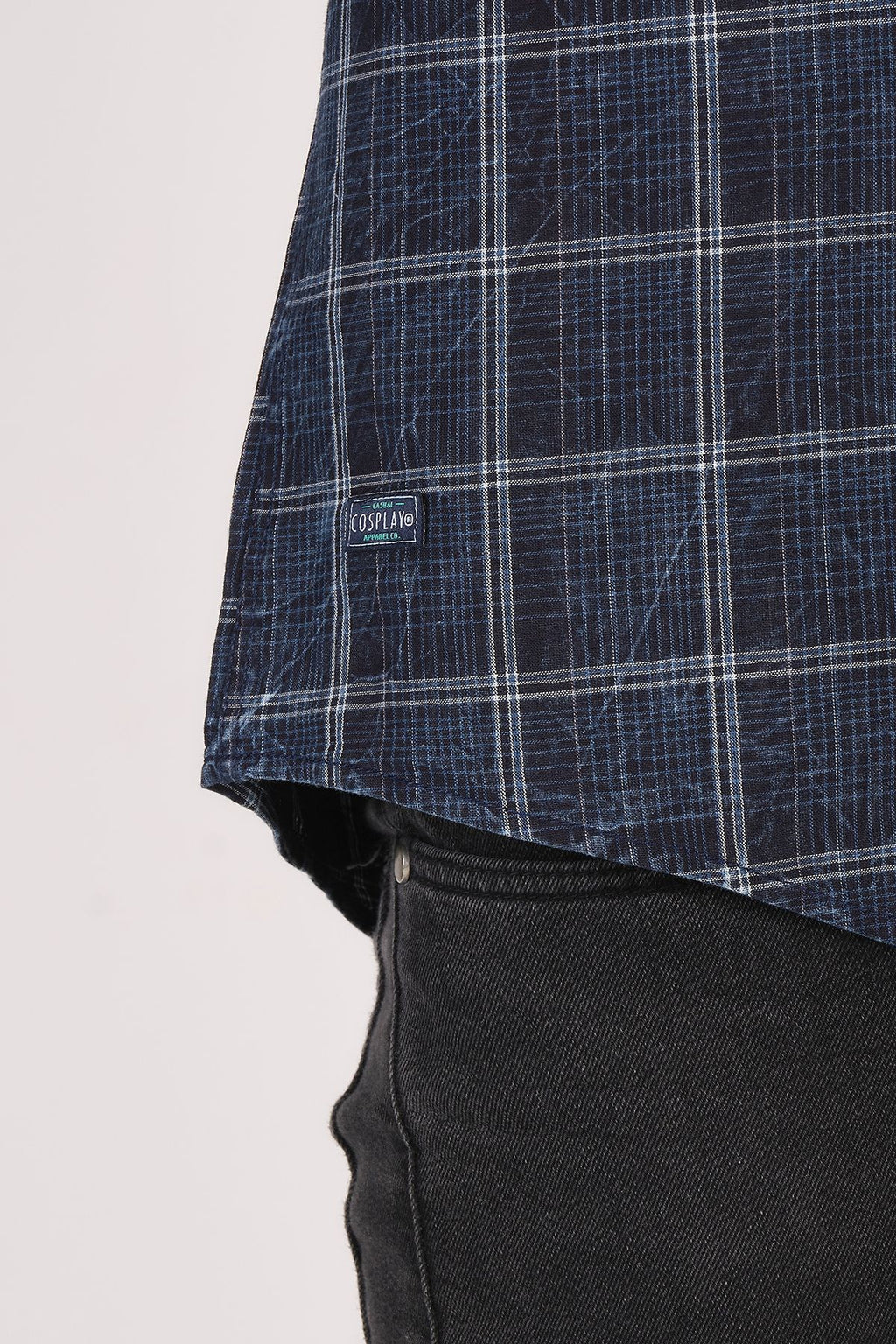 Kısa Kol Slim Fit Ekoseli Gömlek