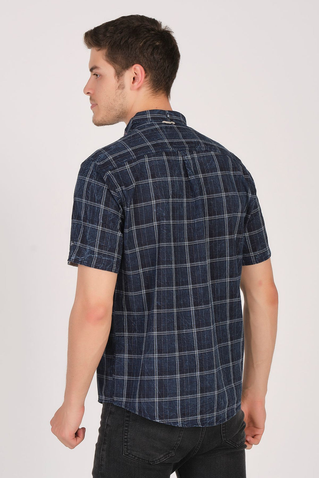 Kısa Kol Slim Fit Ekoseli Gömlek