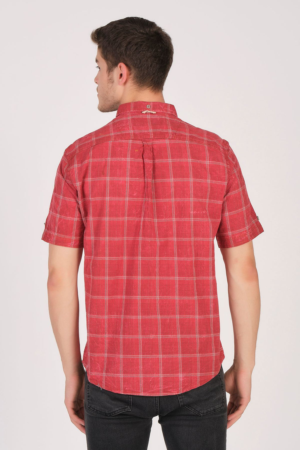 Kısa Kol Slim Fit Ekoseli Gömlek