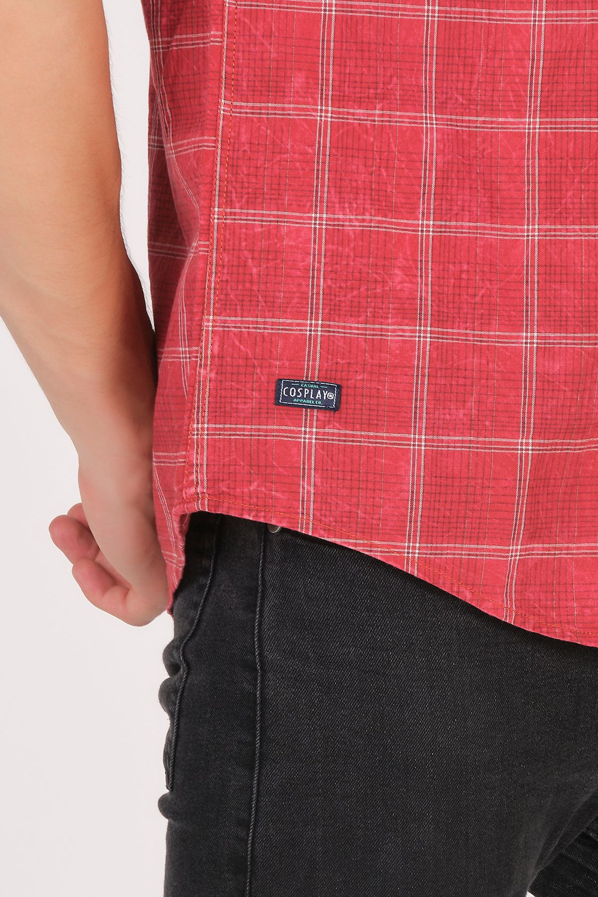 Kısa Kol Slim Fit Ekoseli Gömlek