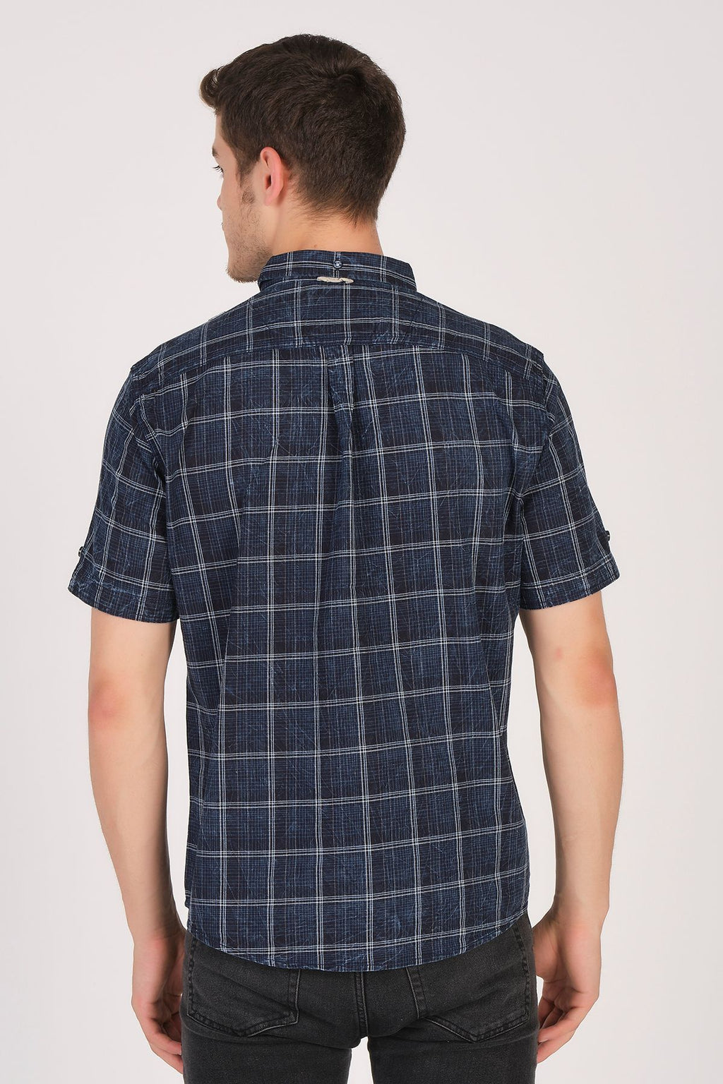 Kısa Kol Slim Fit Ekoseli Gömlek