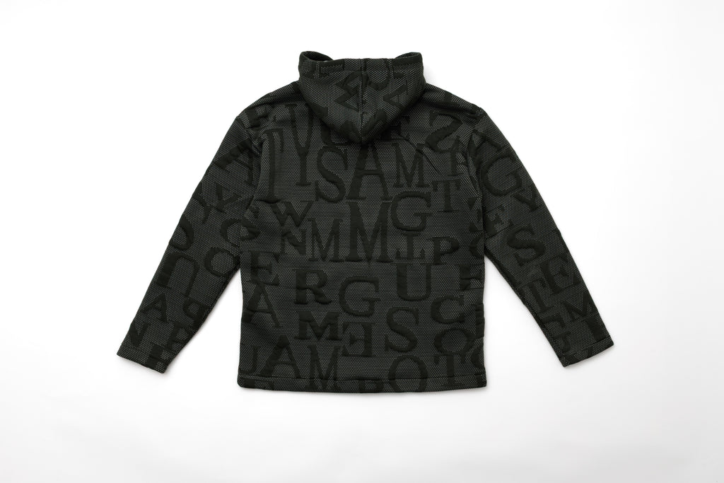 Steppe Rider Erkek Oversize Kalın Örme Fermuarlı Kapüşonlu Harf Desenli Örme Ceket Overshirt