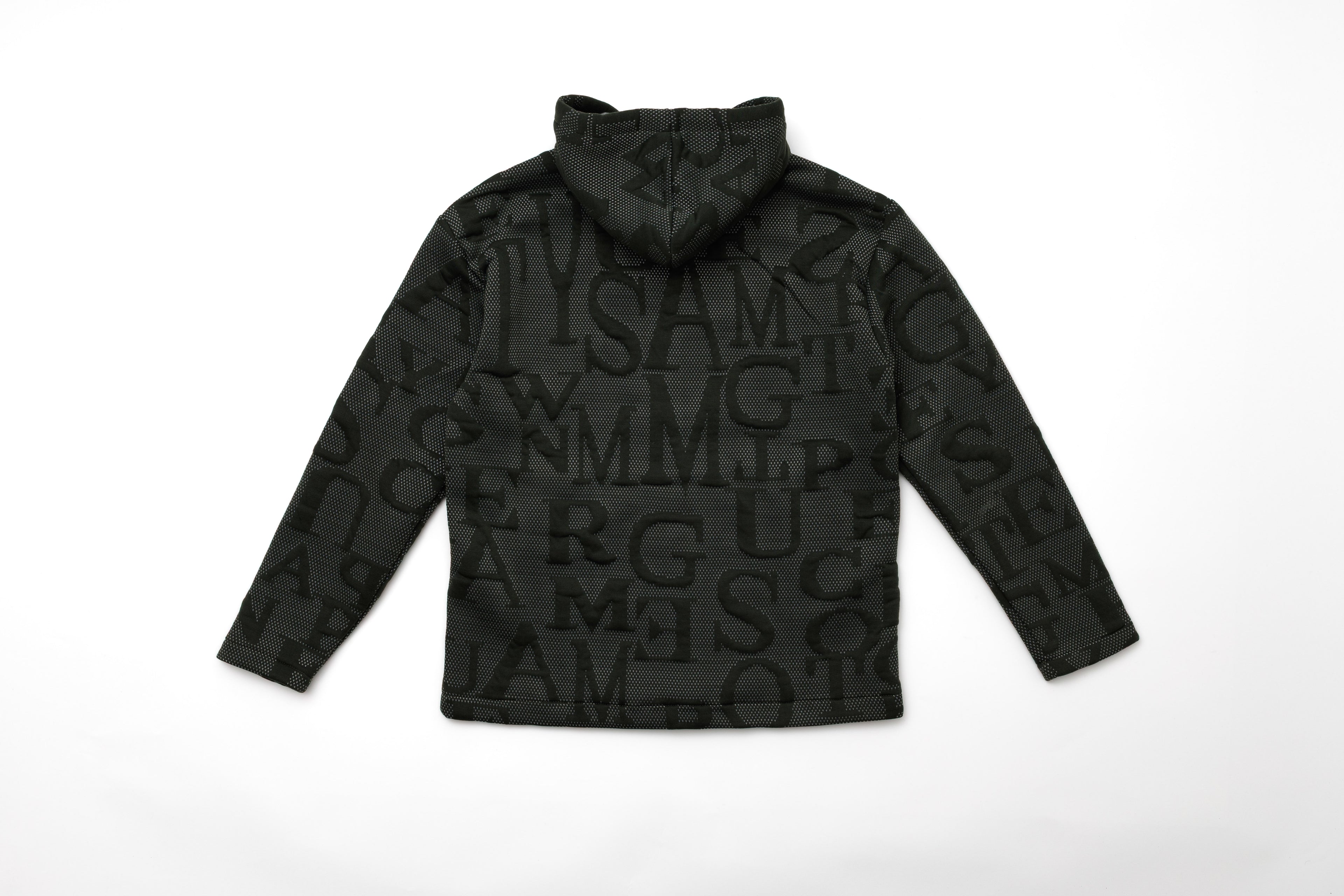 Steppe Rider Erkek Oversize Kalın Örme Fermuarlı Kapüşonlu Harf Desenli Örme Ceket Overshirt