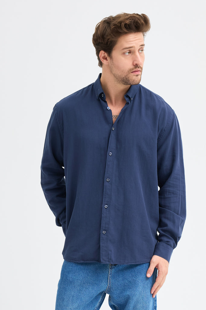 Cosplay Erkek Oxford Kumaş Düz Button Down Yaka Regular Fit Uzun Kollu Gömlekzas<s