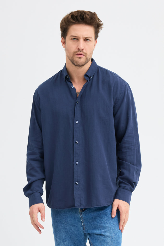 Cosplay Erkek Oxford Kumaş Düz Button Down Yaka Regular Fit Uzun Kollu Gömlekzas<s