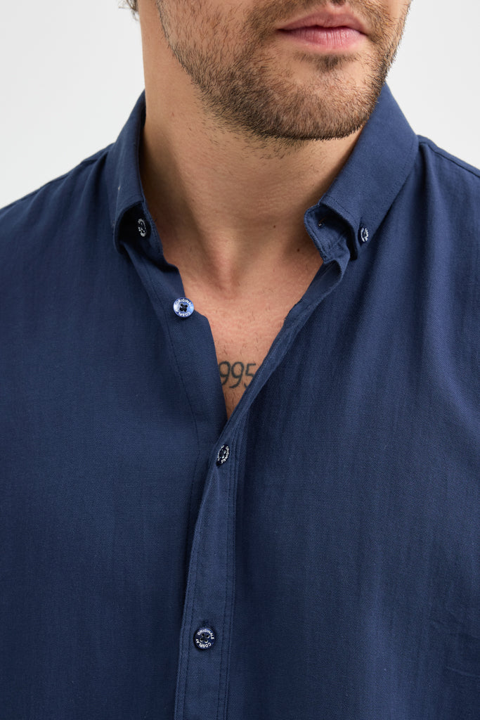 Cosplay Erkek Oxford Kumaş Düz Button Down Yaka Regular Fit Uzun Kollu Gömlekzas<s